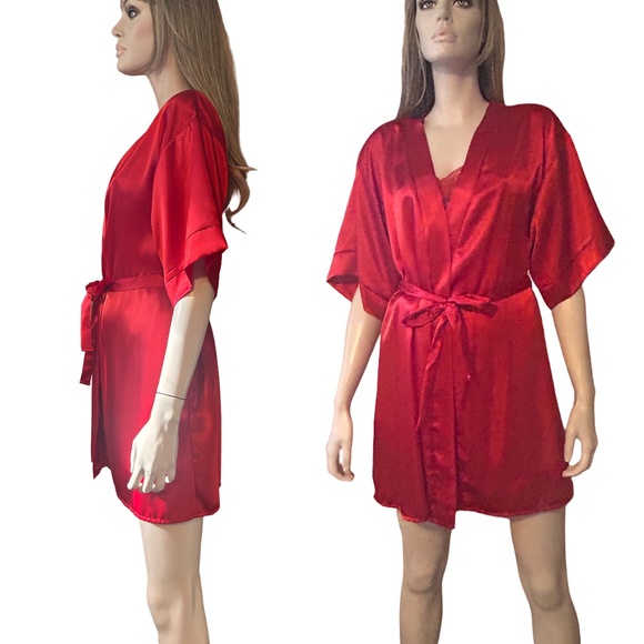 Secret Treasures Vintage Lingerie Set Robe Chemise Nightgown Slip Slippery Satin - Picture 12 of 16